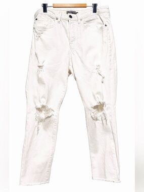 TORRID White Distressed Straight Jeans Raw Hem Grunge Coastal Mom